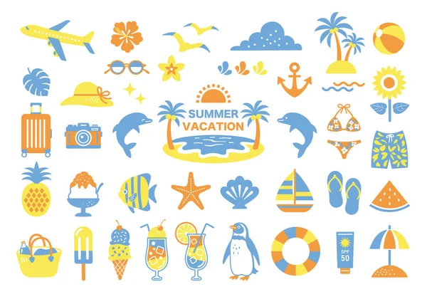 stock vector Summer and beach illustration set