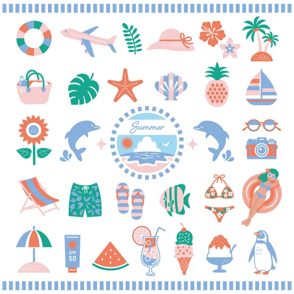 Sommer Und Strand Ikone Illustration — Stockvektor