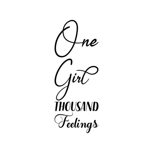 One Girl Thousand Feelings Black Letter Quote — Stock Vector