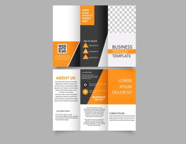 Siyah ve turuncu şirket broşürü. İş ilanı tasarımı. Baskı broşürü. Katalog Vektörü