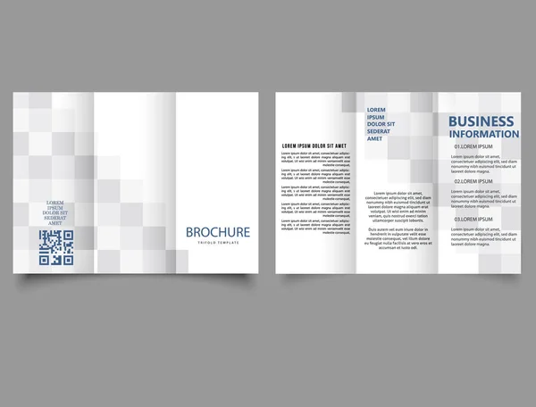 Dreifach Broschüre Mit Grauen Quadraten Katalog Vektor Vorlage Vektor — Stockvektor