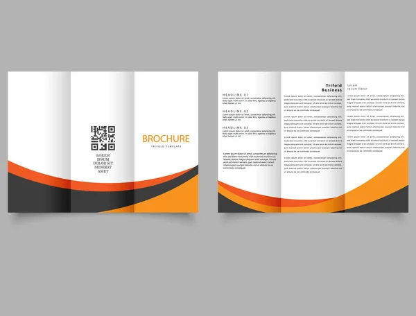 Drievoudige Brochure Met Gele Zwarte Golven Flyer Voor Het Afdrukken — Stockvector