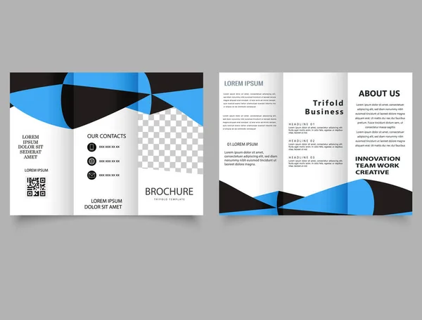 Modrá Černá Malicherná Obchodní Brožura Oznámení Pro Tisk — Stockový vektor