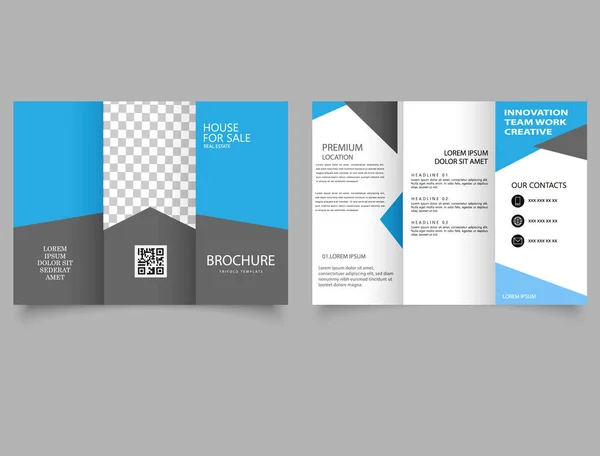 Dreifach Broschüre Vorlage Für Immobilien Flyer Zum Ausdrucken Katalog Vektor — Stockvektor