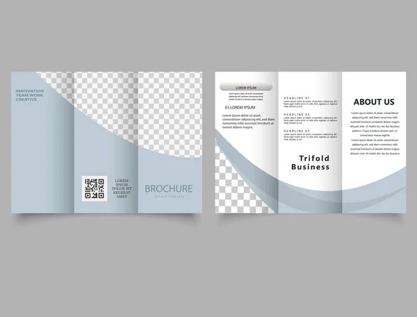 Brochure Simple Triple Gris Avec Espace Pour Une Photo Flyer — Image vectorielle