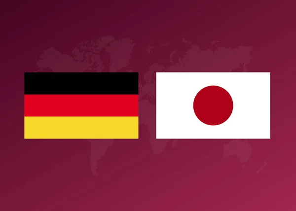Voetbalposter Van Wedstrijd Tussen Teams Van Duitsland Japan Vectorafbeeldingen Achtergrond — Stockvector