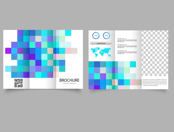 Mosaico Folheto Negócios Triplo Modelo Vetor Folheto Para Impressão Gráfico — Vetor de Stock