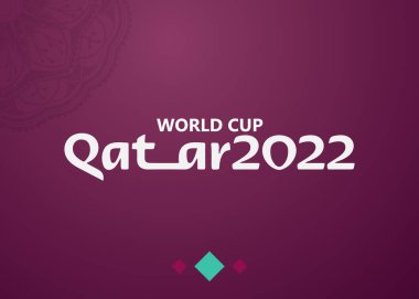 Katar 'daki Dünya Kupası web sitesinin futbol afişi. Kyiv Ukrayna 2022 Kasım