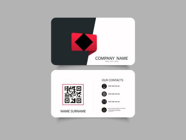 Yuvarlak köşeli siyah ve kırmızı kartvizit. Sunum grafiği.