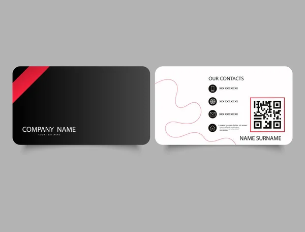Schwarze Visitenkarte Mit Rotem Streifen Rot Schwarze Visitenkartenstreifen Design Werbebroschüre — Stockvektor