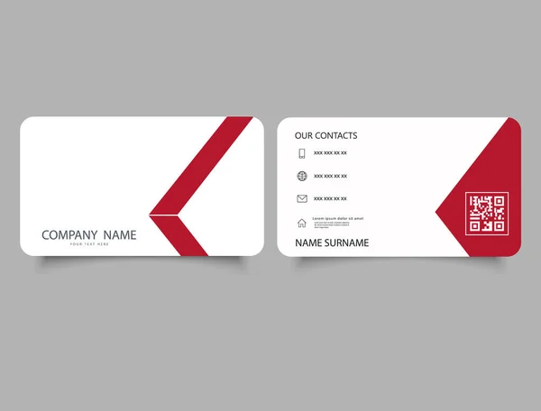 Weiße Visitenkarte Mit Rotem Streifen Design Roter Visitenkarten Streifen — Stockvektor