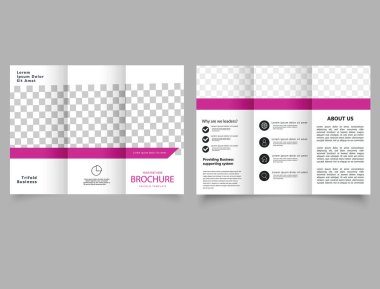 Ön ve arka üç katlı broşür. Sunum grafiği. Reklam broşürü.