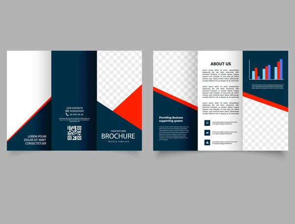 Folheto Triplo Com Design Triângulos Folheto Folheto Folheto Relatório Modelo — Vetor de Stock