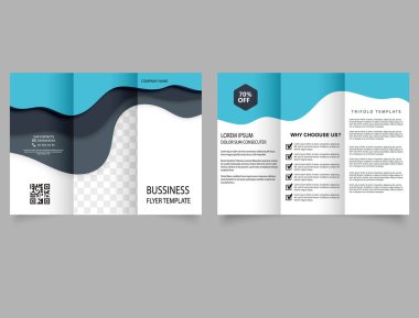 Papercut Trifold brochure. Blue simple brochure for design. Flyer design for advertising. vector file.