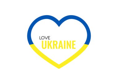 Linear icon of a heart in the colors of the Ukrainian flag. I love Ukraine.