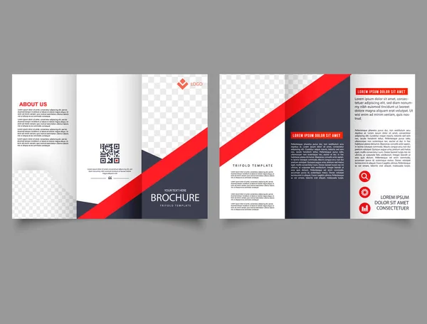 Dark Blue Corporate Trefaldig Broschyr Mall Business Flyer Design Med — Stock vektor