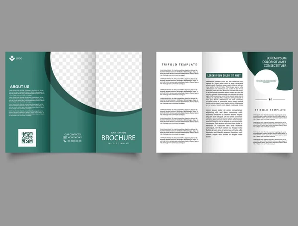 Donkergroene Driedelige Brochure Vectorbeeld Zakelijke Driedubbele Brochure Vectorbestand — Stockvector