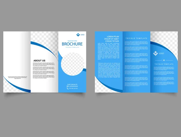 青い医療用三つ折りのパンフレット 診療所チラシテンプレート ベクトルファイル — ストックベクタ