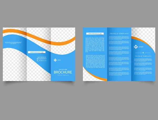 Modello Triplo Brochure Aziendale Onde Blu Gialle File Vettoriale — Vettoriale Stock