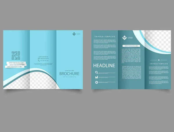 Brochure Business Triple Couleur Bleue Avec Texte Place Pour Photo — Image vectorielle