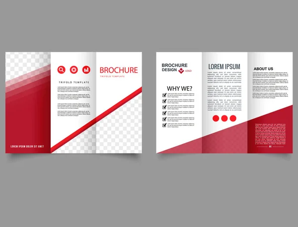 三つ折りのパンフレット 赤い色のビジネス 会社のパンフレットベクトルファイル — ストックベクタ