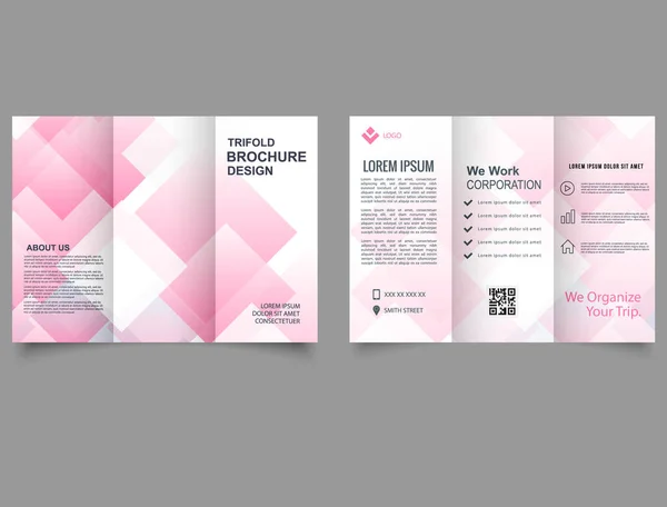 Brochure Triple Avec Losanges Roses Brochure Entreprise Conception Modèle Triple — Image vectorielle