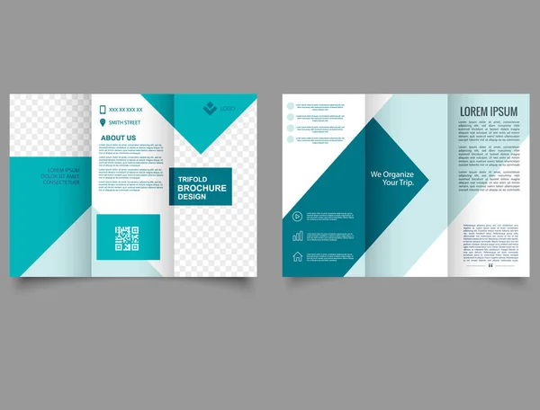 Green Trifold Brochure Spring Design Business Flyer Template Text Vector — Stock Vector