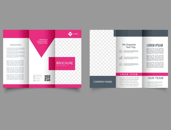 Pink Purple Geometric Business Trifold Simple Pink Trifold Brochure — Stock Vector