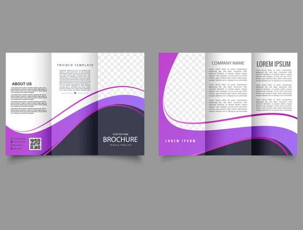 Dreifach Broschüre Mit Wellen Editierbare Vektorvorlagen Mit Gestaltungselementen Vektordatei — Stockvektor