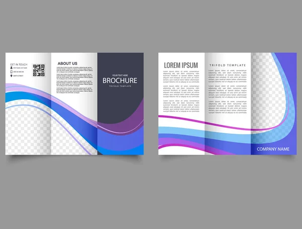 Elegante Brochure Trifold Con Onde Modelli Vettoriali Modificabili Con Elementi — Vettoriale Stock