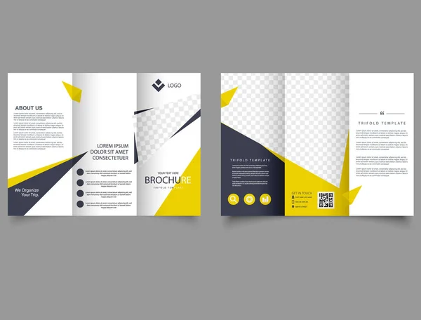 Жовтий Чорний Трикутник Бізнес Три Рази Leaflet Brochure Flyer Доповідають — стоковий вектор