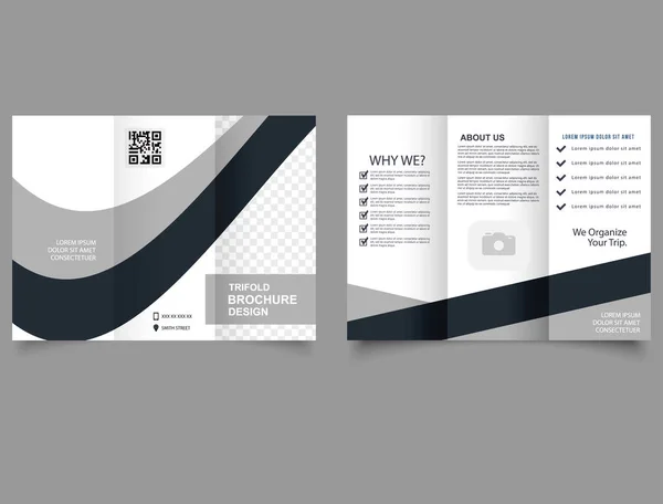 Grey Corporate Brochure Trifold Template Design — Stock Vector