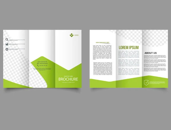 Groen Driedelige Bedrijfsbrochure Brochure Flyer Rapport Sjabloon Kaarten Landing Zomer — Stockvector