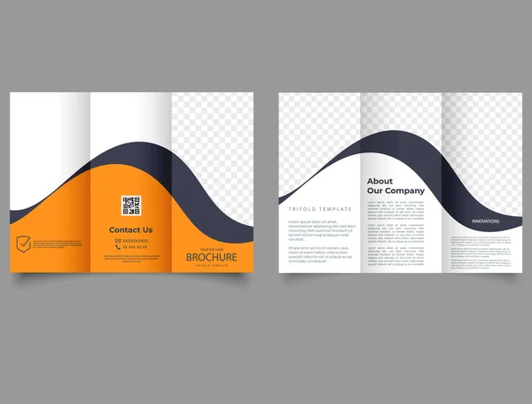 Oranje Zakelijke Drievoudige Brochure Met Golven Lyer Rapport Template Ontwerp — Stockvector