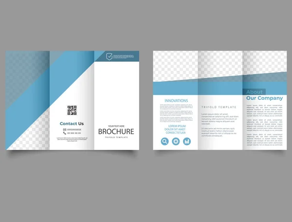 Mavi Şirket Broşürü Katlı Şablon Tasarımı Vektör Dosyası — Stok Vektör