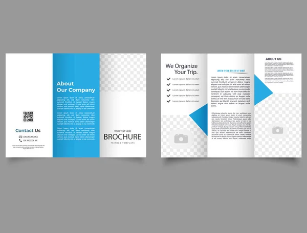 Blue Corporate Brochure Triple Template Design Векторная Иллюстрация — стоковый вектор