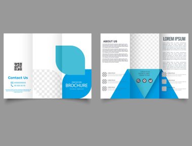 Mavi basit üç katlı şirket broşürü. Iyer rapor şablonu. tasarım vektörü illüstrasyonu.