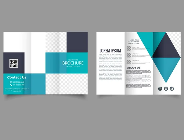 Brochura Tripla Corporativa Design Com Quadrados Cartões Landing Vector File —  Vetores de Stock