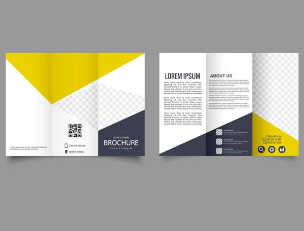 三角形で三つ折りのパンフレット ビジネスパンフレットテンプレート 企業パンフレットデザイン — ストックベクタ