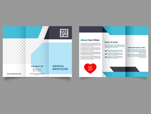 Drievoudige Medische Brochure Template Redactionele Flyer Voor Een Privé Kliniek — Stockvector