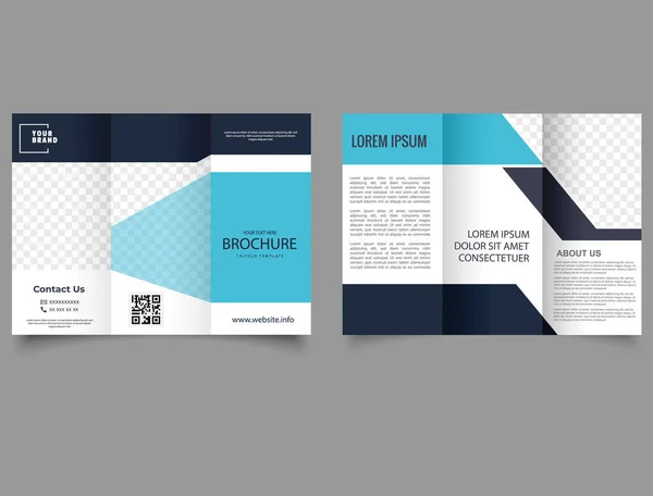 Folheto Triplo Corporativo Azul Modelo Editável Vetorial Brochura Tri Fold —  Vetores de Stock