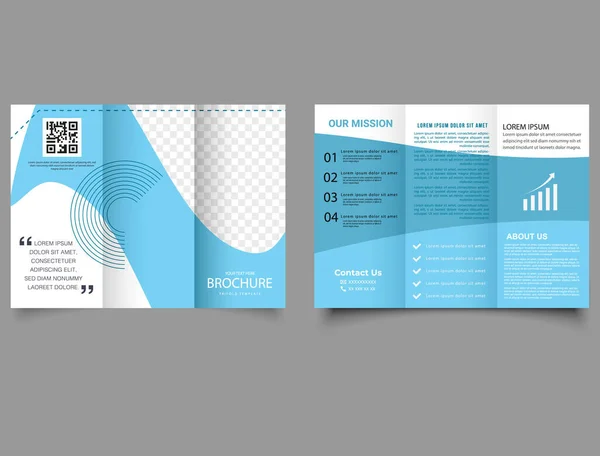 Brochura Tripla Corporativa Azul Modelo Editável Vetorial Folheto Triplo Corporativo — Vetor de Stock