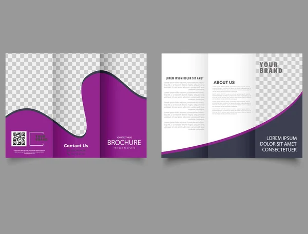 Roze Driedelige Brochure Met Golven Tri Fold Brochure — Stockvector