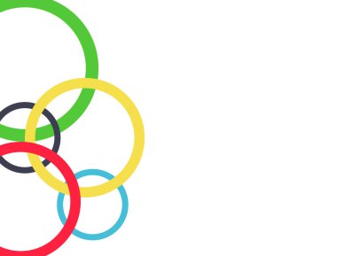 Beyaz arka planda parlak renkli halkalar. Soyutlama. Basit arkaplan