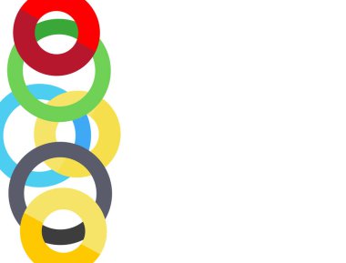 Beyaz arka planda renkli halkalar. Soyut çok renkli arkaplan. Tasarım için vektör grafikleri.