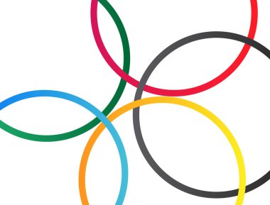 Beyaz arka planda renkli halkalar. Tasarım için soyut parlak arkaplan.