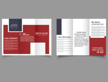 Kırmızı İş Üçlü Broşürü. Şirket tasarımı yıllık raporu veya katalog, dergi, broşür.