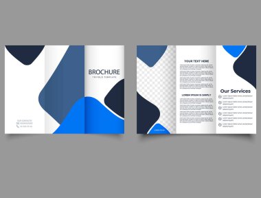 Soyut mavi üç katlı broşür. Tıbbi, üç katlı broşür.