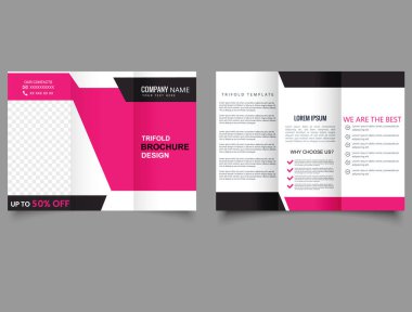 Pembe üç katlı broşür. Yaratıcı ve Profesyonel üçlü broşür vektör tasarımı.