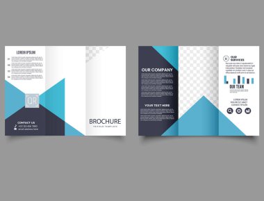 Üçgenli mavi broşür. Mavi renkli basit ve minimalist tanıtım düzeni